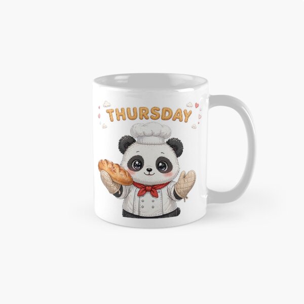 Item preview, Cute Panda Chef Holding Fresh Bread on Thursday - Kawaii Bakery Art designed and sold by Surviving Monday Club.