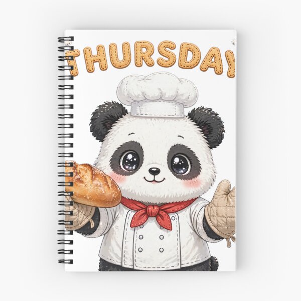 Item preview, Cute Panda Chef Holding Fresh Bread on Thursday - Kawaii Bakery Art designed and sold by Surviving Monday Club.