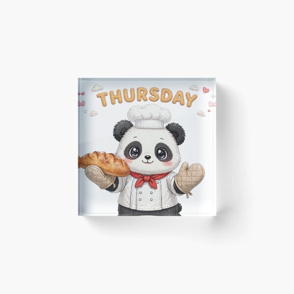 Item preview, Cute Panda Chef Holding Fresh Bread on Thursday - Kawaii Bakery Art designed and sold by Surviving Monday Club.