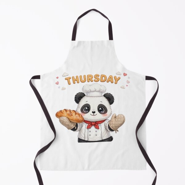Item preview, Cute Panda Chef Holding Fresh Bread on Thursday - Kawaii Bakery Art designed and sold by Surviving Monday Club.