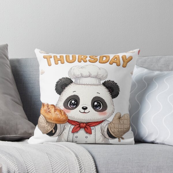 Item preview, Cute Panda Chef Holding Fresh Bread on Thursday - Kawaii Bakery Art designed and sold by Surviving Monday Club.