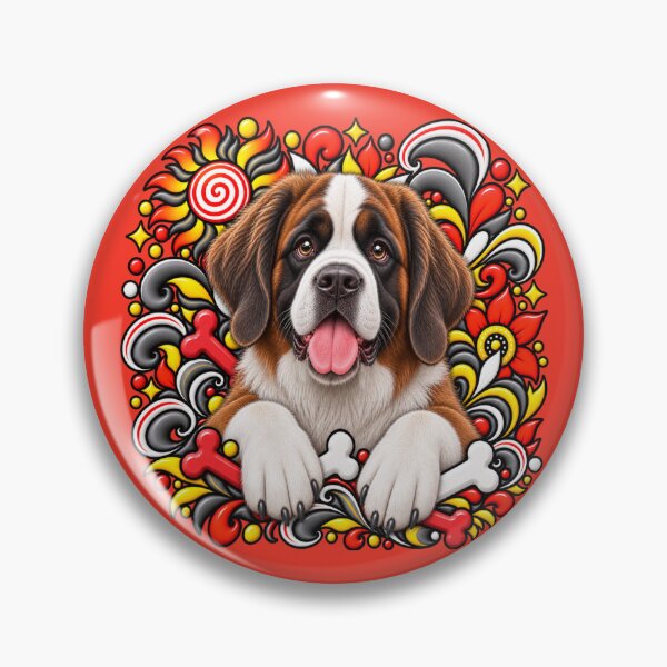 Item preview, Saint Bernard Floral Art - Bones & Swirls Decor designed and sold by PixelsPaws.