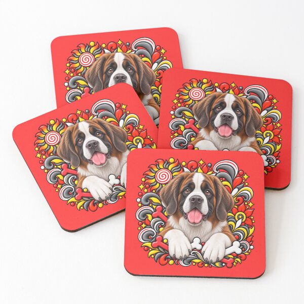 Item preview, Saint Bernard Floral Art - Bones & Swirls Decor designed and sold by PixelsPaws.