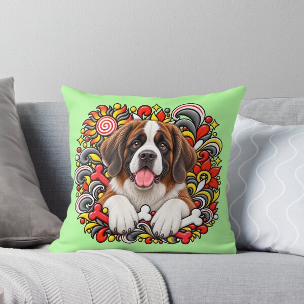 Item preview, Saint Bernard Floral Art - Bones & Swirls Decor designed and sold by PixelsPaws.