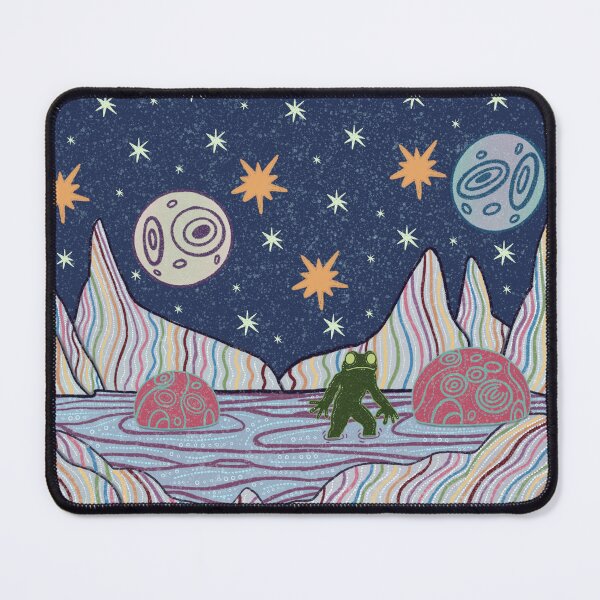 Item preview, Frogman Cryptid Home Planet | Cosmic Folk Art designed and sold by Whimsy Moth .