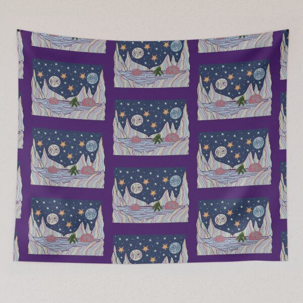 Item preview, Frogman Cryptid Home Planet | Cosmic Folk Art designed and sold by Whimsy Moth .