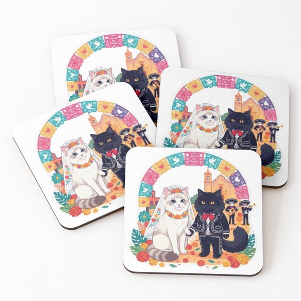 Item preview, Mexican Fiesta Cat Wedding - Mariachi Feline Couple Illustration designed and sold by PetalsPaws.