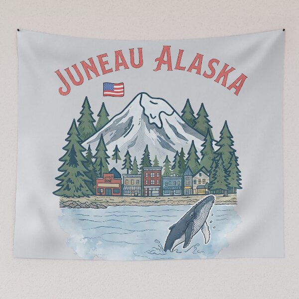 Item preview, Juneau Alaskan Cityscape Humpback Whale designed and sold by HowToCanadian.