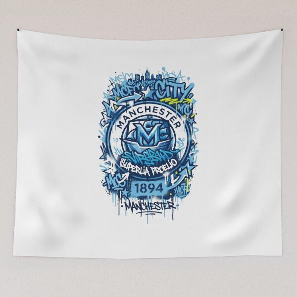 Item preview, Manchester City Graffiti Crest Urban Street Art designed and sold by annaarthk.