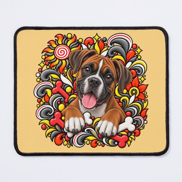 Item preview, Boxer Floral Art - Bones & Swirls Decor designed and sold by PixelsPaws.