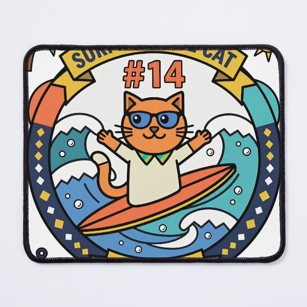 Item preview, Surfing Cool Cat - Retro Flat Vector Surf Design designed and sold by DIUMERI.