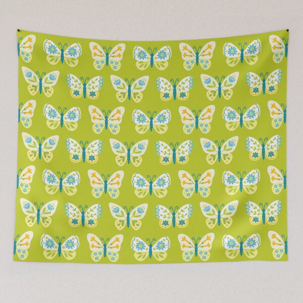 Item preview, Summer Garden Floral Butterflies - Bright Folk Art Pattern for Nature Lovers designed and sold by Mandy Porta LLC.