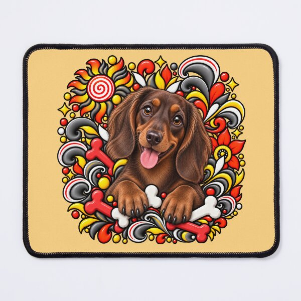 Item preview, Dachshund Floral Art - Bones & Swirls Decor designed and sold by PixelsPaws.