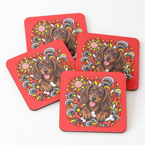 Item preview, Dachshund Floral Art - Bones & Swirls Decor designed and sold by PixelsPaws.