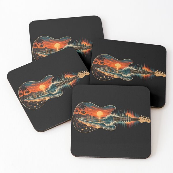 Item preview, Guitar Ocean Vintage Sunset Musician Music Lover Gift designed and sold by Bright08.