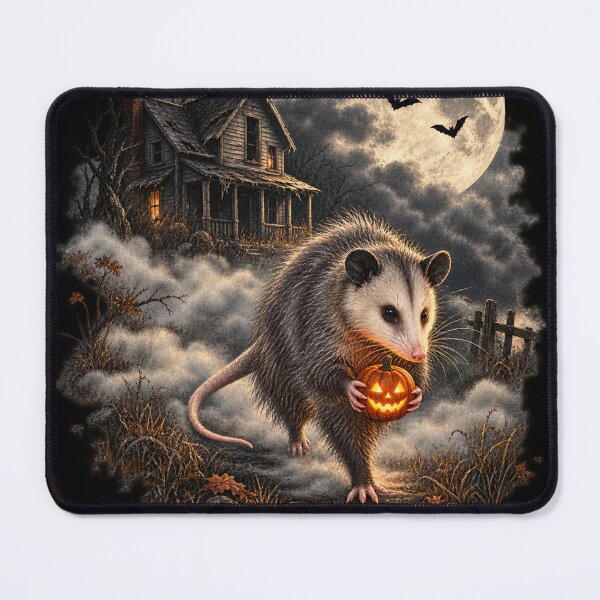 Item preview, Haunted House Opossum Full Moon Halloween designed and sold by Artwork-Station.