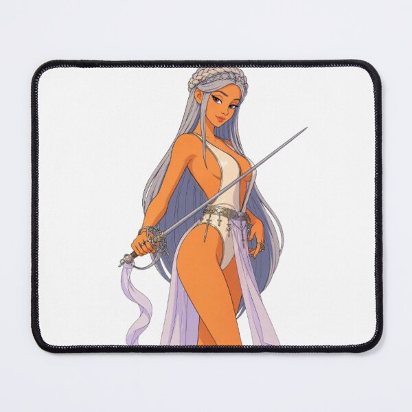 Item preview, Fantasy Swordswoman Pin-Up – Retro Cartoon Elf designed and sold by Hollow Moon Studios..