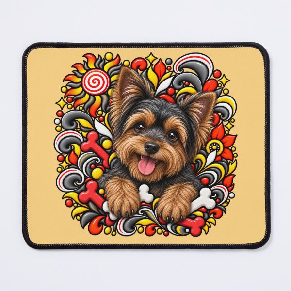 Item preview, Yorkie Floral Art - Bones & Swirls Decor designed and sold by PixelsPaws.