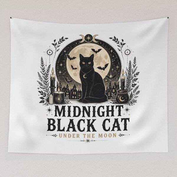 Item preview, Midnight Black Cat Under the Moon Witchy Occult designed and sold by LiviuGligoros.