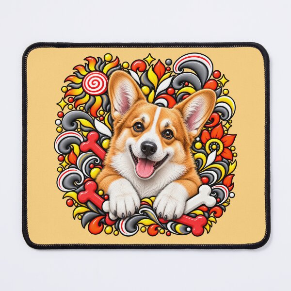 Item preview, Corgi Floral Art - Bones & Swirls Decor designed and sold by PixelsPaws.