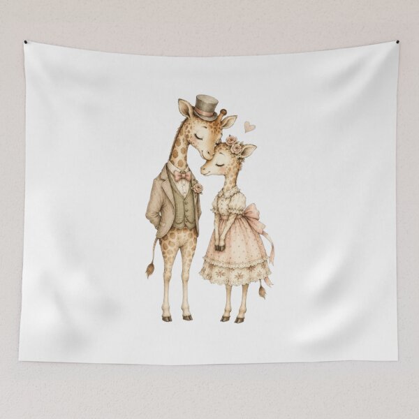 Item preview, Vintage Giraffe Couple in Love designed and sold by Snurly.