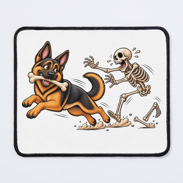 Item preview, German Shepherd Dog Stealing Bone from Skeleton Halloween designed and sold by 76Valeria.