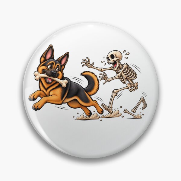 Item preview, German Shepherd Dog Stealing Bone from Skeleton Halloween  designed and sold by 76Valeria.