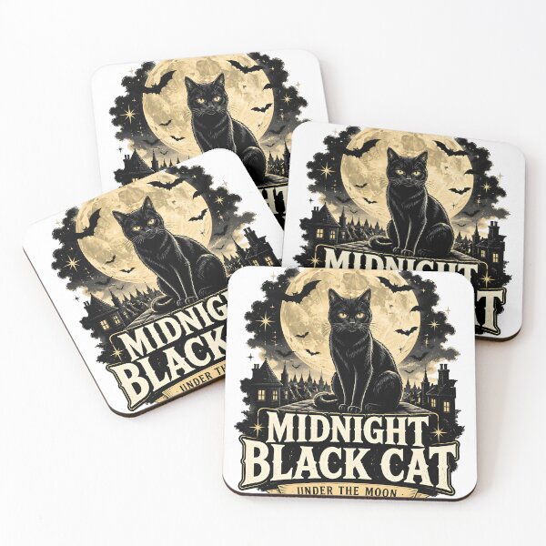 Item preview, Midnight Black Cat Under the Moon Minimal Silhouette designed and sold by RoyesButler.