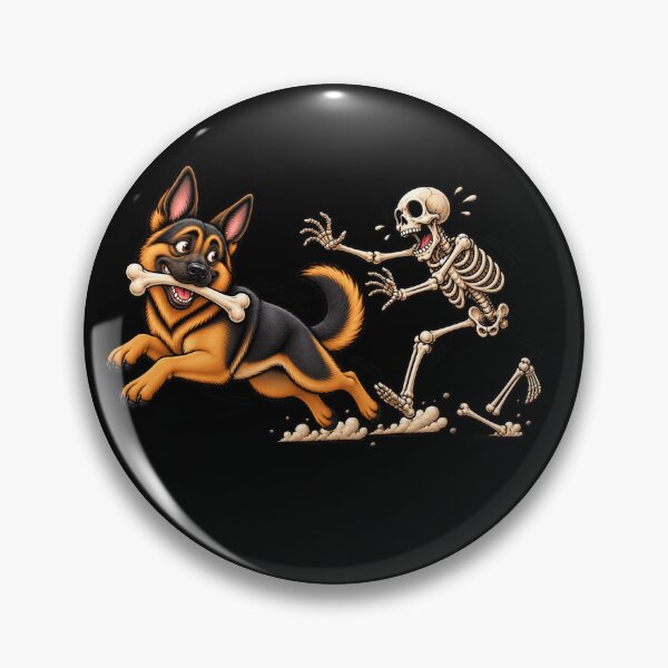 Item preview, German Shepherd Dog Stealing Bone from Skeleton Halloween  designed and sold by 76Valeria.