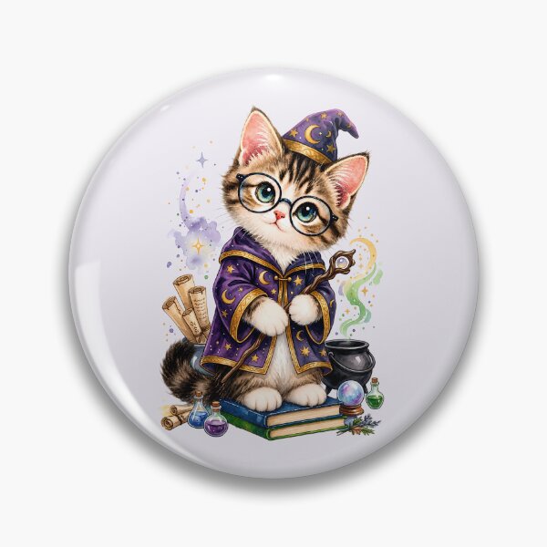 Item preview, Cute Watercolor Wizard Cat - Magical Kawaii Kitten designed and sold by SuperMama1973.