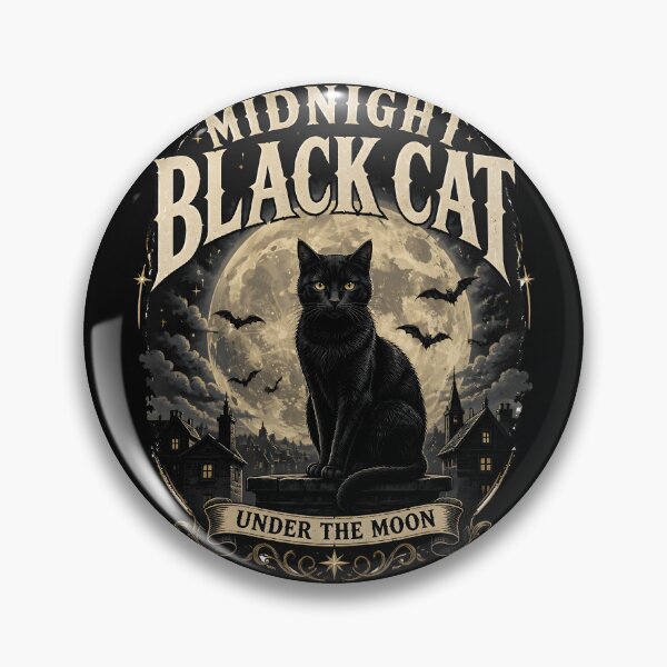 Item preview, Midnight Black Cat Under the Moon Line Art + Dotwork designed and sold by LiviuGligoros.