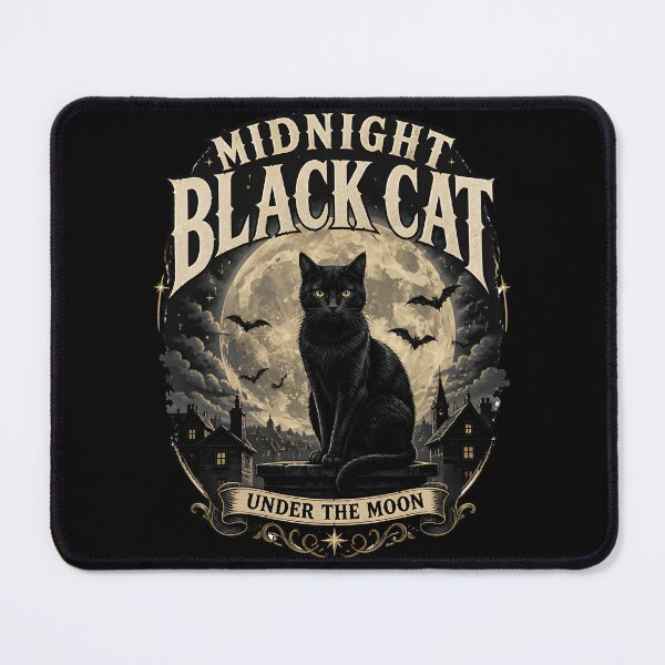 Item preview, Midnight Black Cat Under the Moon Line Art + Dotwork designed and sold by LiviuGligoros.