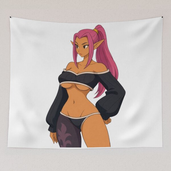 Item preview, Pink Haired Elf Pin-Up – Retro Fantasy Cartoon designed and sold by  Hollow Moon Studios..
