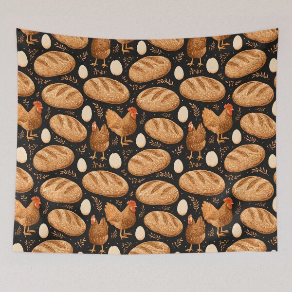 Item preview, Sourdough Bread Chicken Seamless Pattern designed and sold by palaco210.