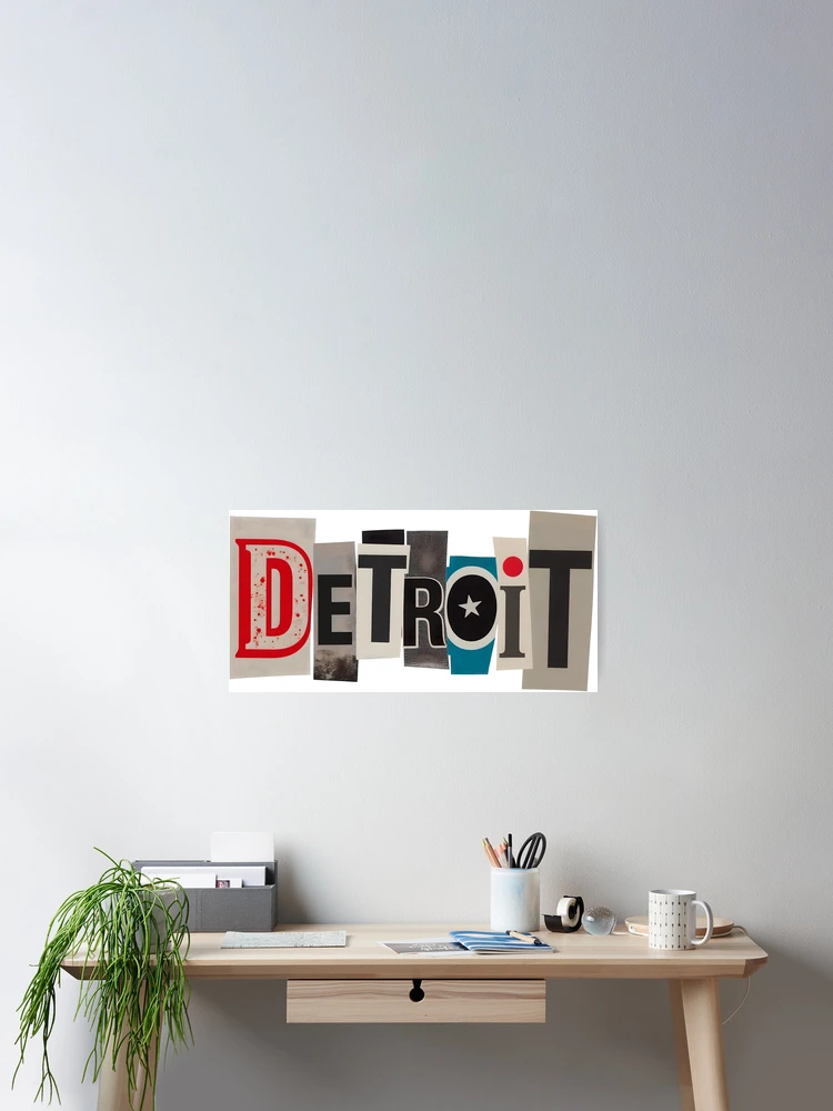 Thumbnail 2 of 3, Poster, Detroit Typography Ransom Note Letters Collage designed and sold by ThreadRiotTees.