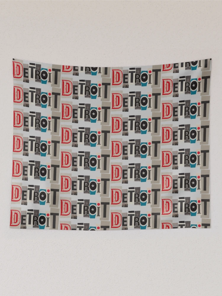 Thumbnail 2 of 3, Tapestry, Detroit Typography Ransom Note Letters Collage designed and sold by ThreadRiotTees.