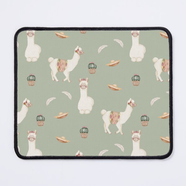 Item preview, Cute Watercolor Llamas Cacti and Sombreros Sage Green Fiesta Pattern designed and sold by svitlaarty.