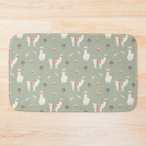 Item preview, Cute Watercolor Llamas Cacti and Sombreros Sage Green Fiesta Pattern designed and sold by svitlaarty.