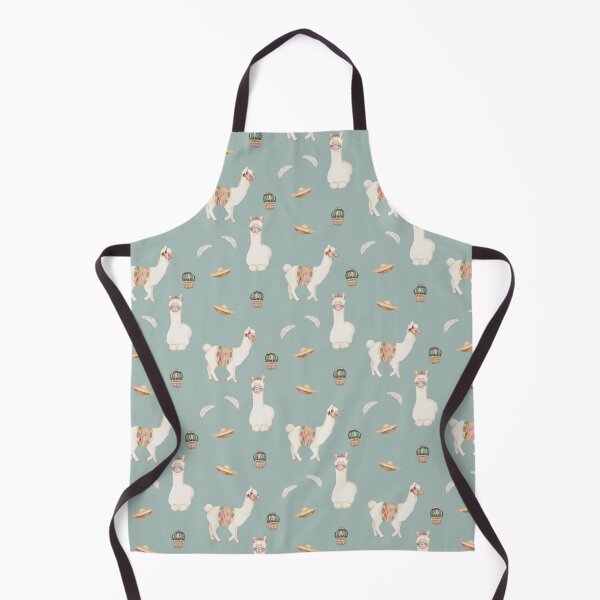 Item preview, Cute Watercolor Llamas Cacti and Sombreros Slate Blue Fiesta Pattern designed and sold by svitlaarty.