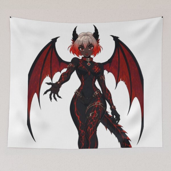 Item preview, Demon Bat Girl Pin-Up – Gothic Fantasy Cartoon designed and sold by  Hollow Moon Studios..