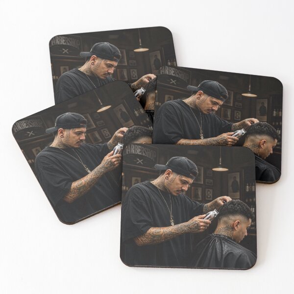 Item preview, Tattooed Barber Cutting Hair Fresh Fade Barber Shop designed and sold by Barber MD Culture.