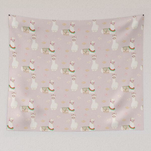 Item preview, Cute Watercolor Floral Llamas and Succulents Pink Pattern designed and sold by svitlaarty.