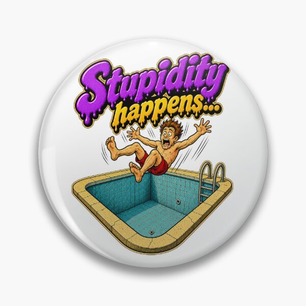 Item preview, Stupidity Happens Empty Pool Jump Funny Cartoon designed and sold by Odd Alien Lab.