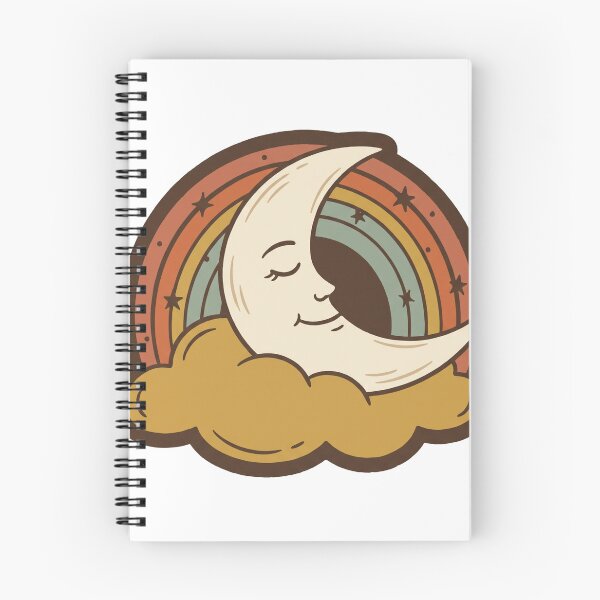 Artikelvorschau, Gemütlicher schlafender Mond, Retro-Regenbogenwolke entworfen und verkauft von SnazzifyDigital.