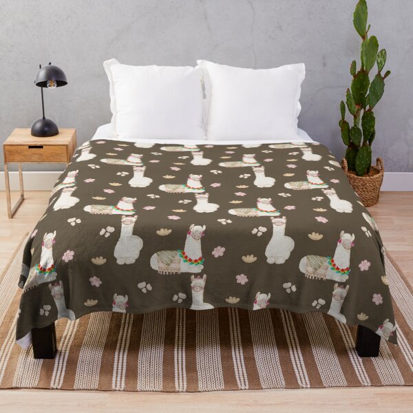 Item preview, Cute Watercolor Floral Llamas and Succulents Dark Brown Pattern designed and sold by svitlaarty.