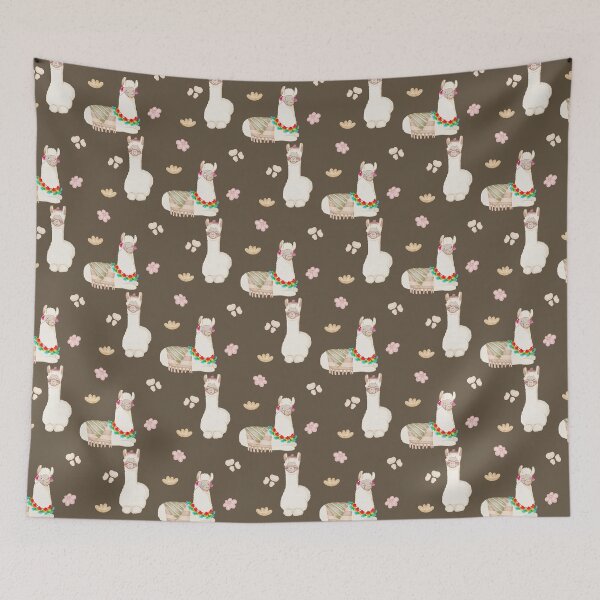 Item preview, Cute Watercolor Floral Llamas and Succulents Dark Brown Pattern designed and sold by svitlaarty.