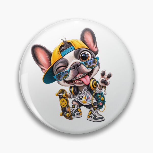 Item preview, Bulldog Francês Skatista Estiloso com Óculos designed and sold by Snurly.