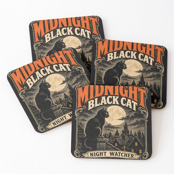 Item preview, Midnight Black Cat Night Watcher Retro Halloween designed and sold by RoyesButler.
