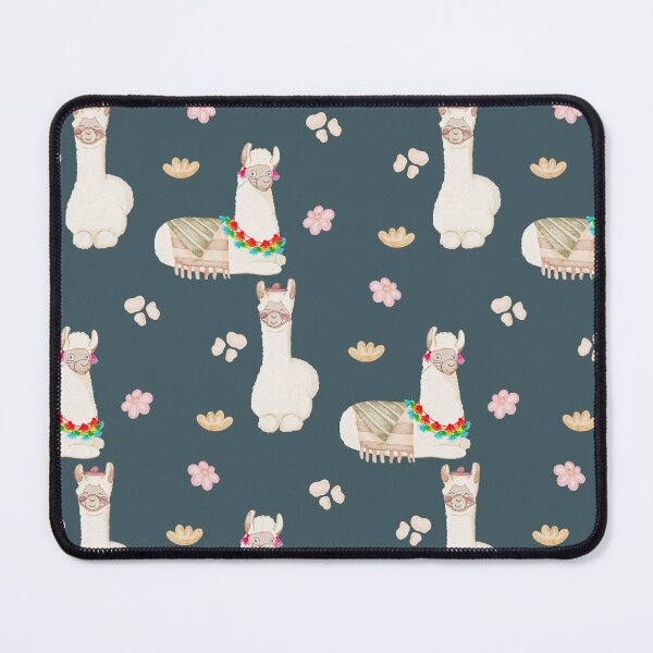 Item preview, Cute Watercolor Floral Llamas and Succulents Navy Blue Pattern designed and sold by svitlaarty.