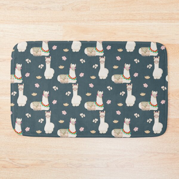 Item preview, Cute Watercolor Floral Llamas and Succulents Navy Blue Pattern designed and sold by svitlaarty.